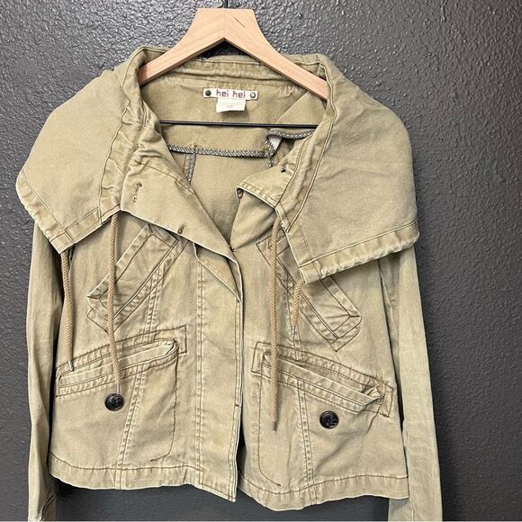 Hei Hei, Anthropologie, Olive Green Anorak Hooded Utility Jacket XS - Picture 2 of 11